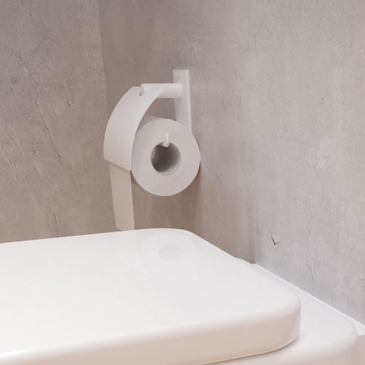 Toiletpapirholder med låg Eden Hvid Matt-1